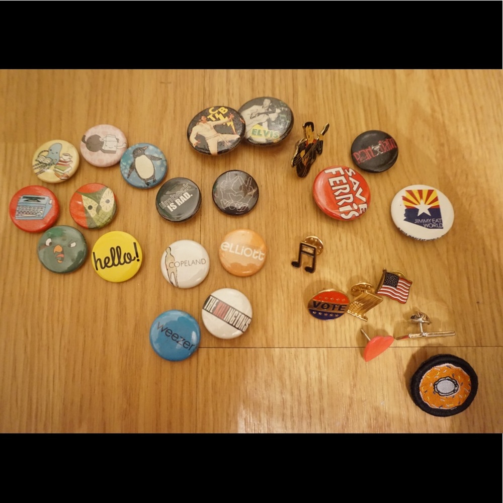3 for $5 pin/button/flair bundles or 1 for $3